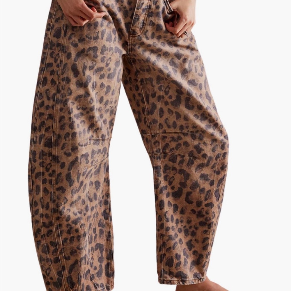 Free People Leopard Print Jeans